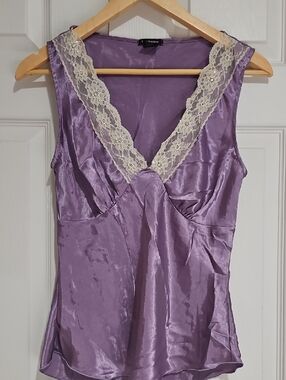 ✨ Eyeshadow Lavender Satin Lace Trim Tank Top | Feminine Y2K Camisole ✨